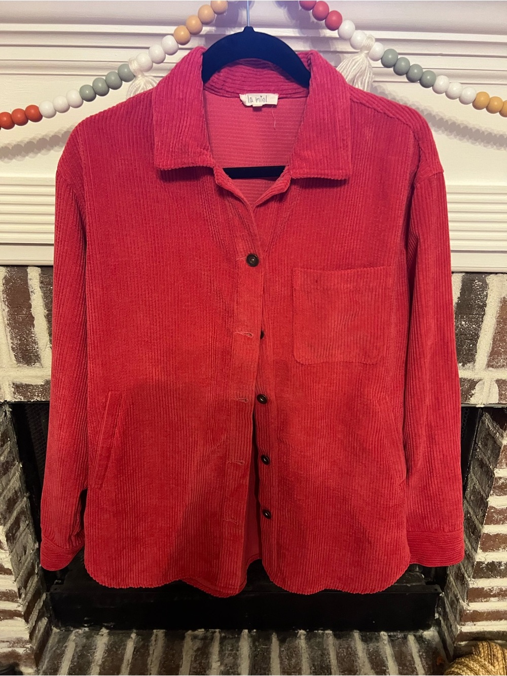 LA MIEL Red Corduroy Button-Down Shirt